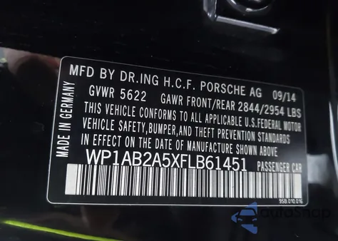 2015 Porsche Macan S z USA, uszkodzony, nr VIN WP1AB2A5XFLB61451